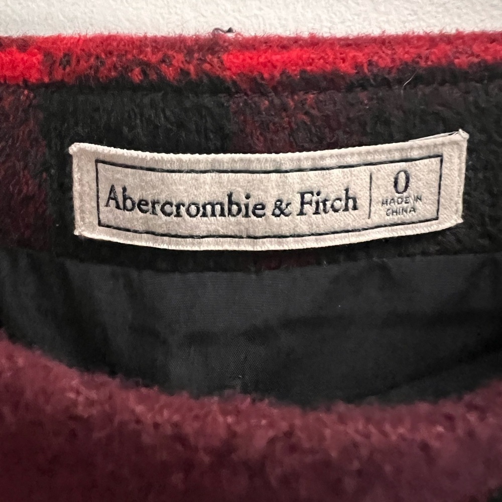 ABERCROMBIE & FITCH Women’s Red and Black Plaid Wool Mini Skirt - Size 0 - Picture 7 of 12